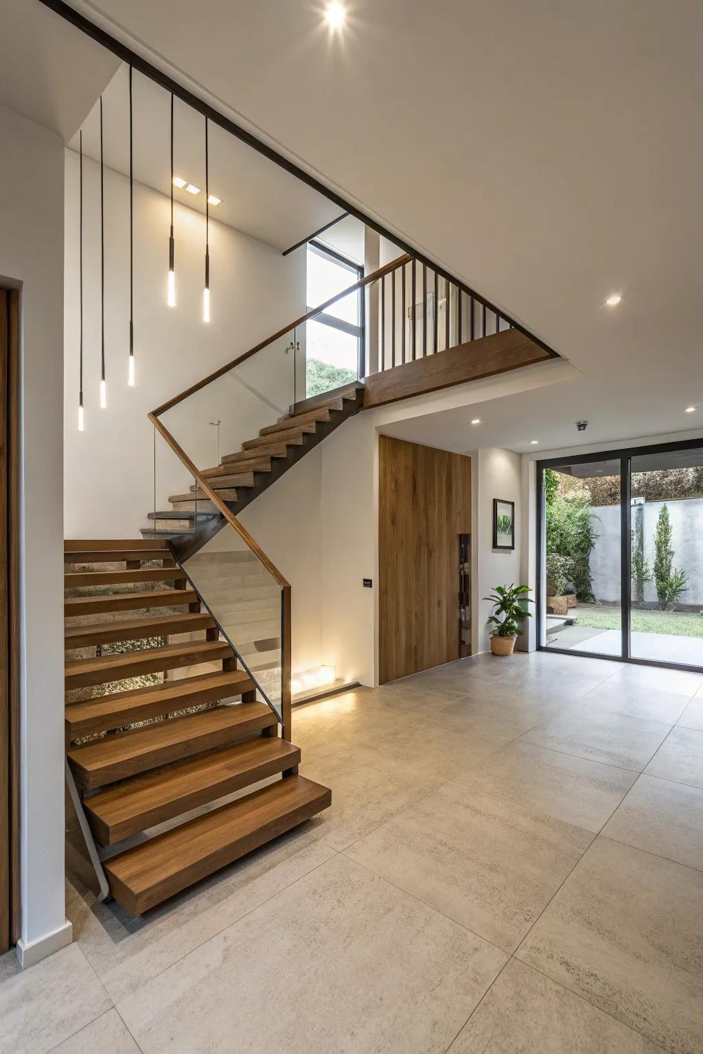 Sleek, modern levitating stairs.