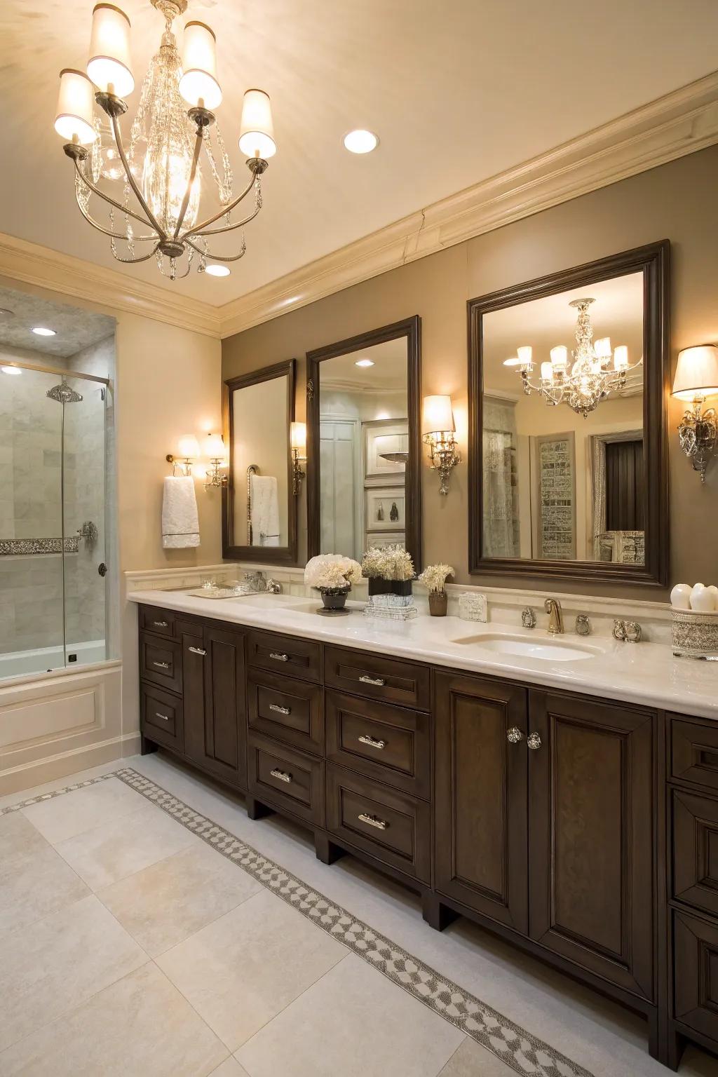A double vanity arrangement that is best for shared lavatory areas.