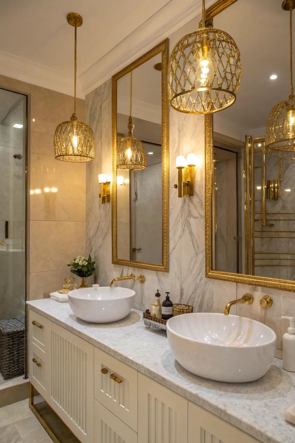 Metallic accents infuse warmth and refinement.