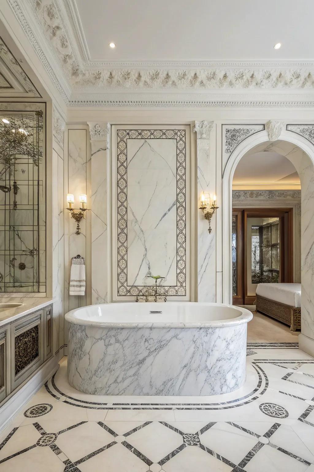 Introduce timeless elegance to your bathroom with luxurious marble tiles.