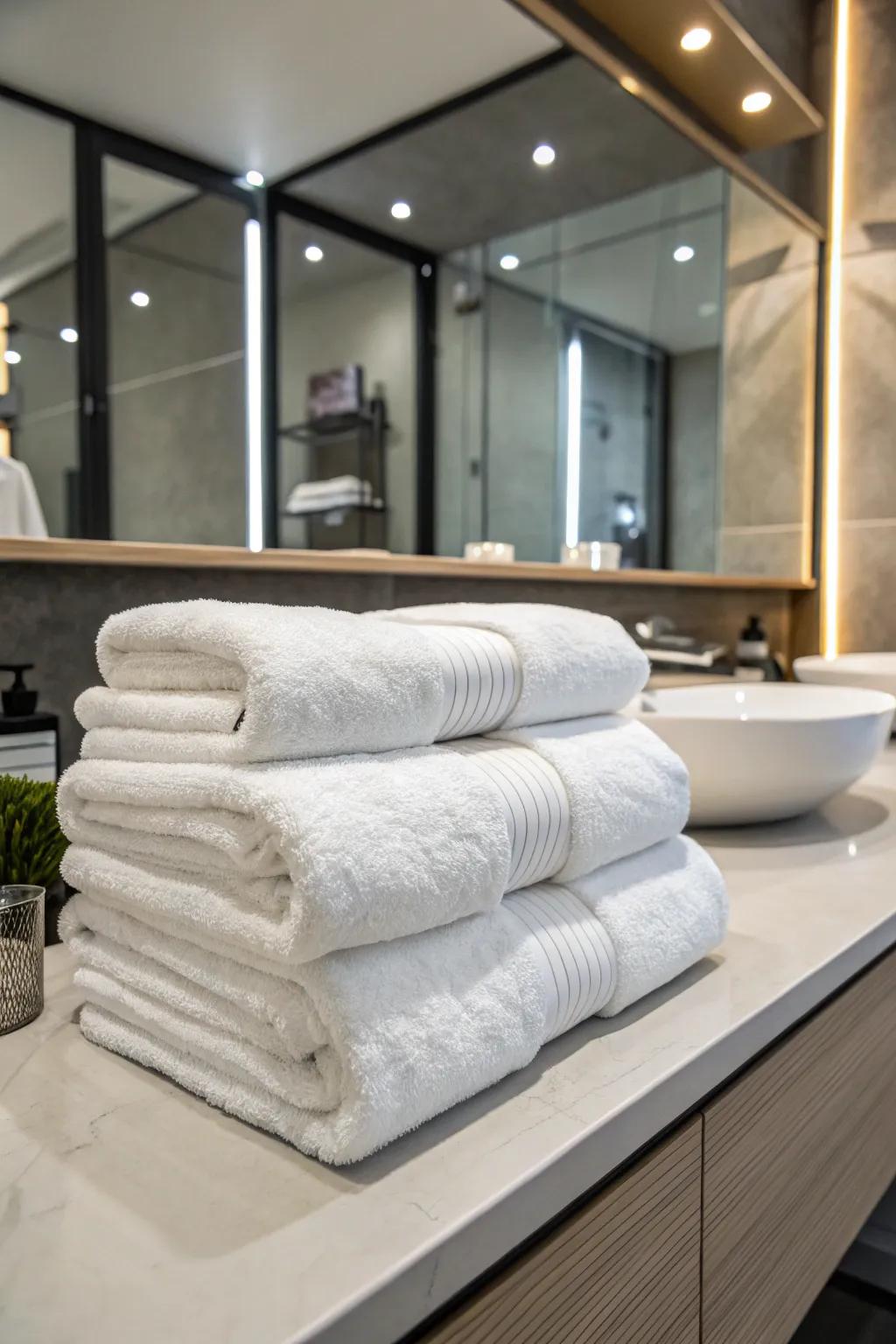 Achieve hotel-like neatness with triple-folded towels.