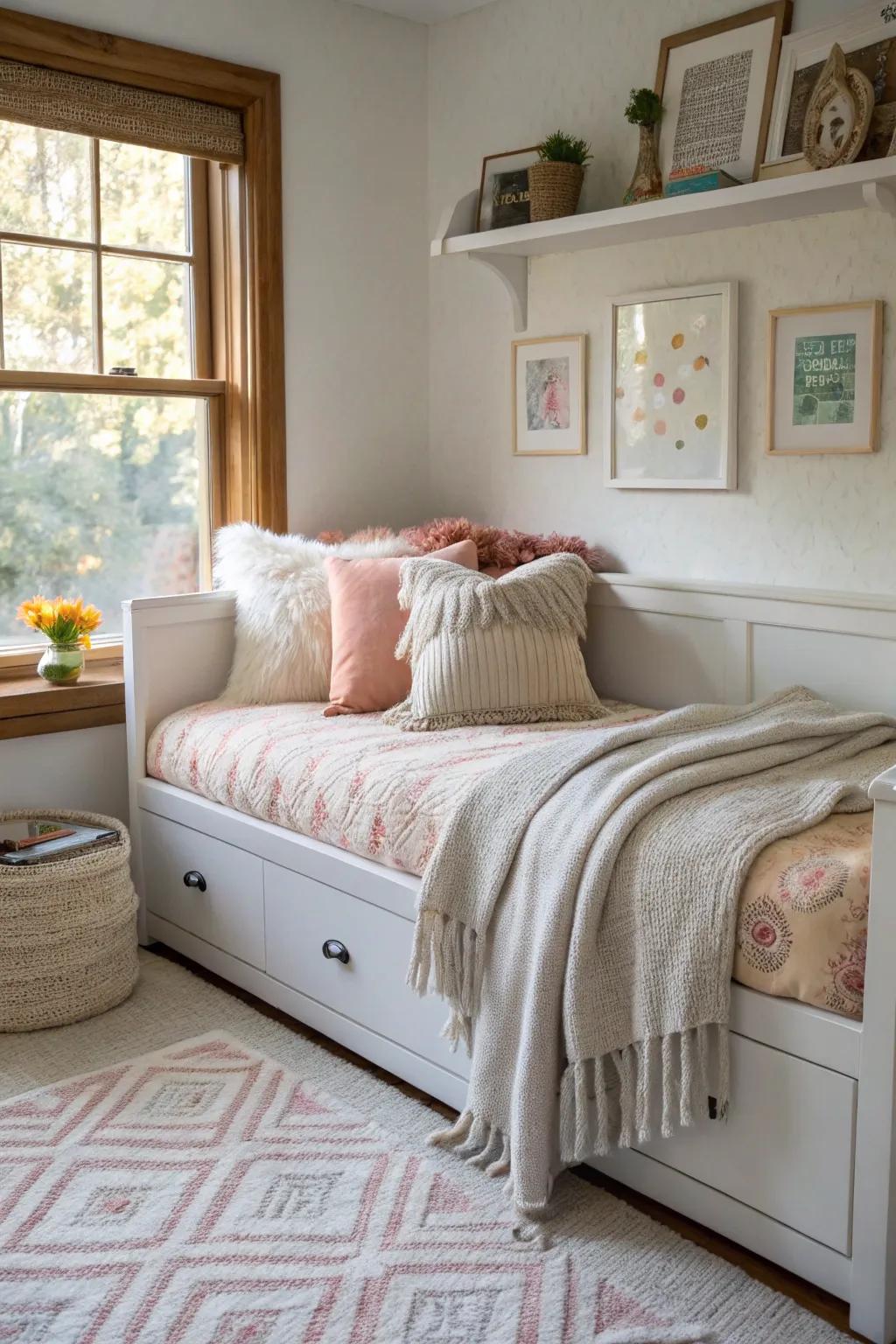 Lounger beds present versatility in limited spaces.