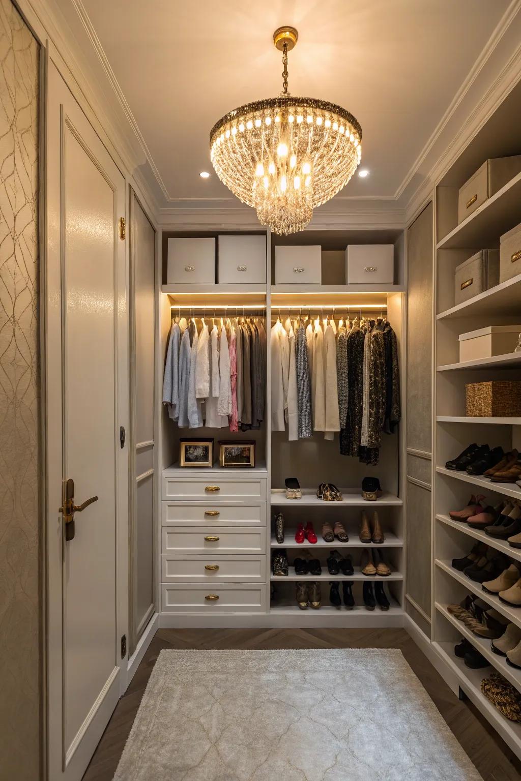 With a chic and effective light fixture, you can enhance the mood of your closet.