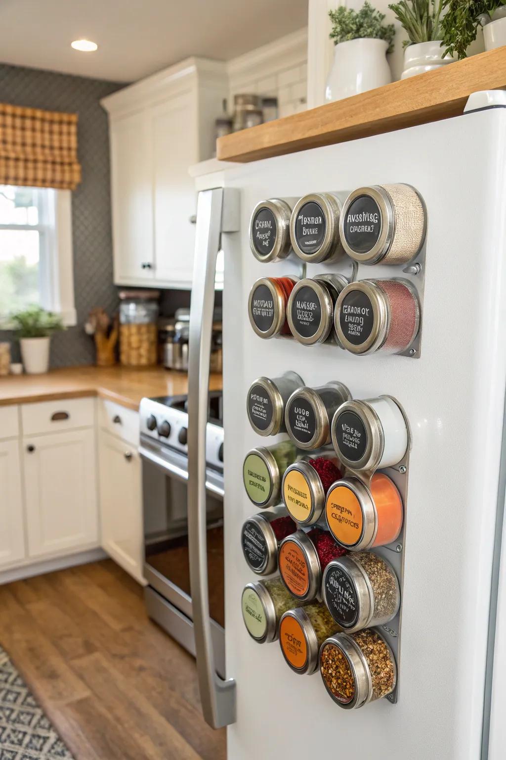 Magnetic spice displays for a modern touch.