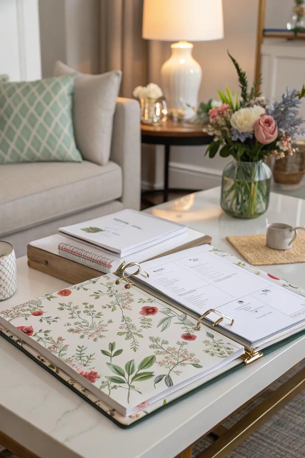 A personalized binder with undeniable decorative charm.