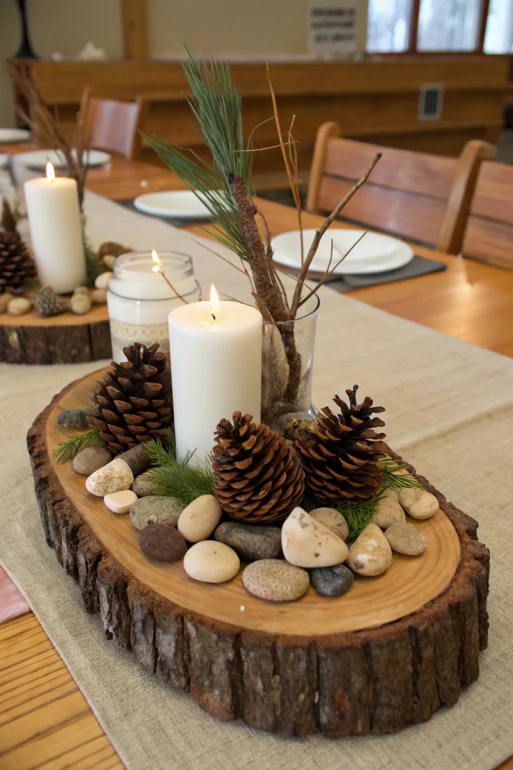 Country-style wooden highlights infuse warmth and texture to your celebration.