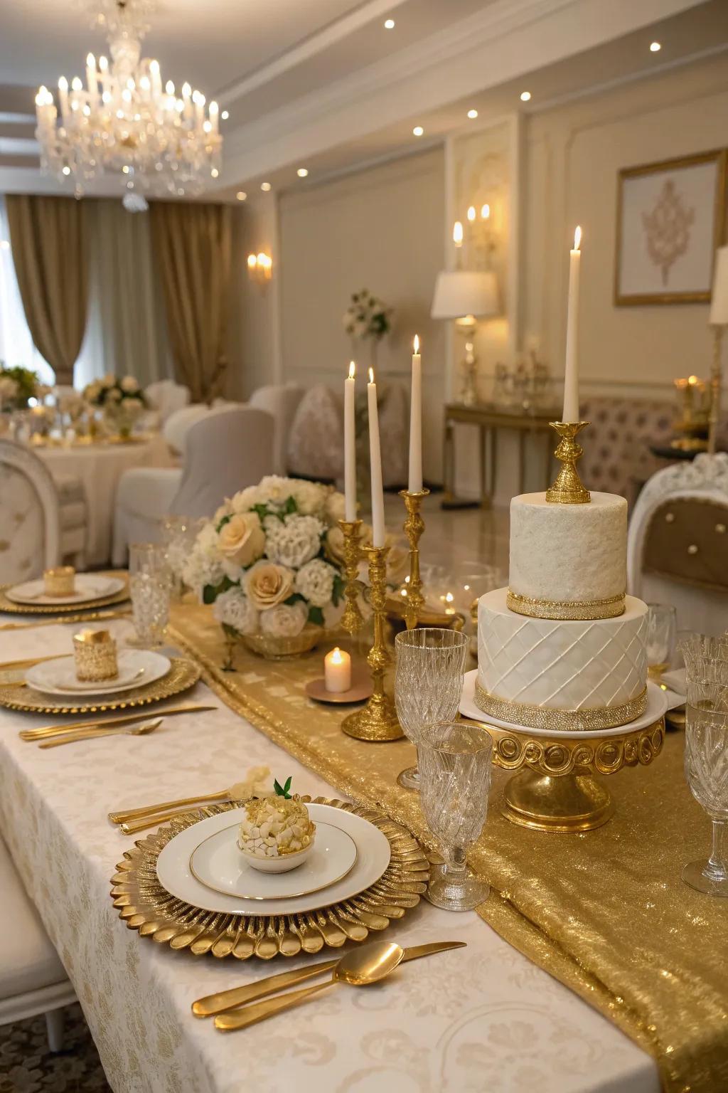 Gilded nuances impart a hint of opulence to the birthday table.