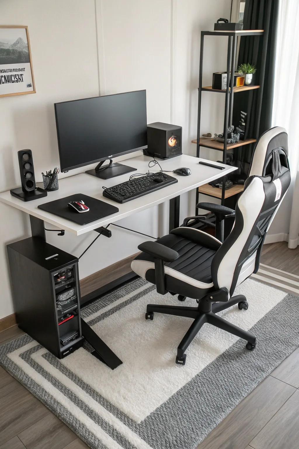 An organized desk arrangement that minimizes distractions.