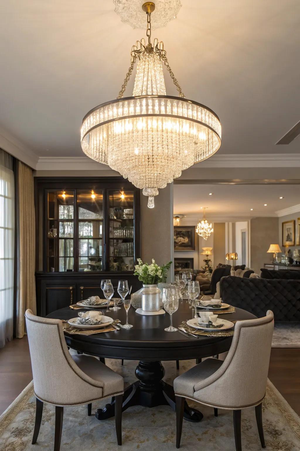 A lighting fixture offers dramatic illumination.