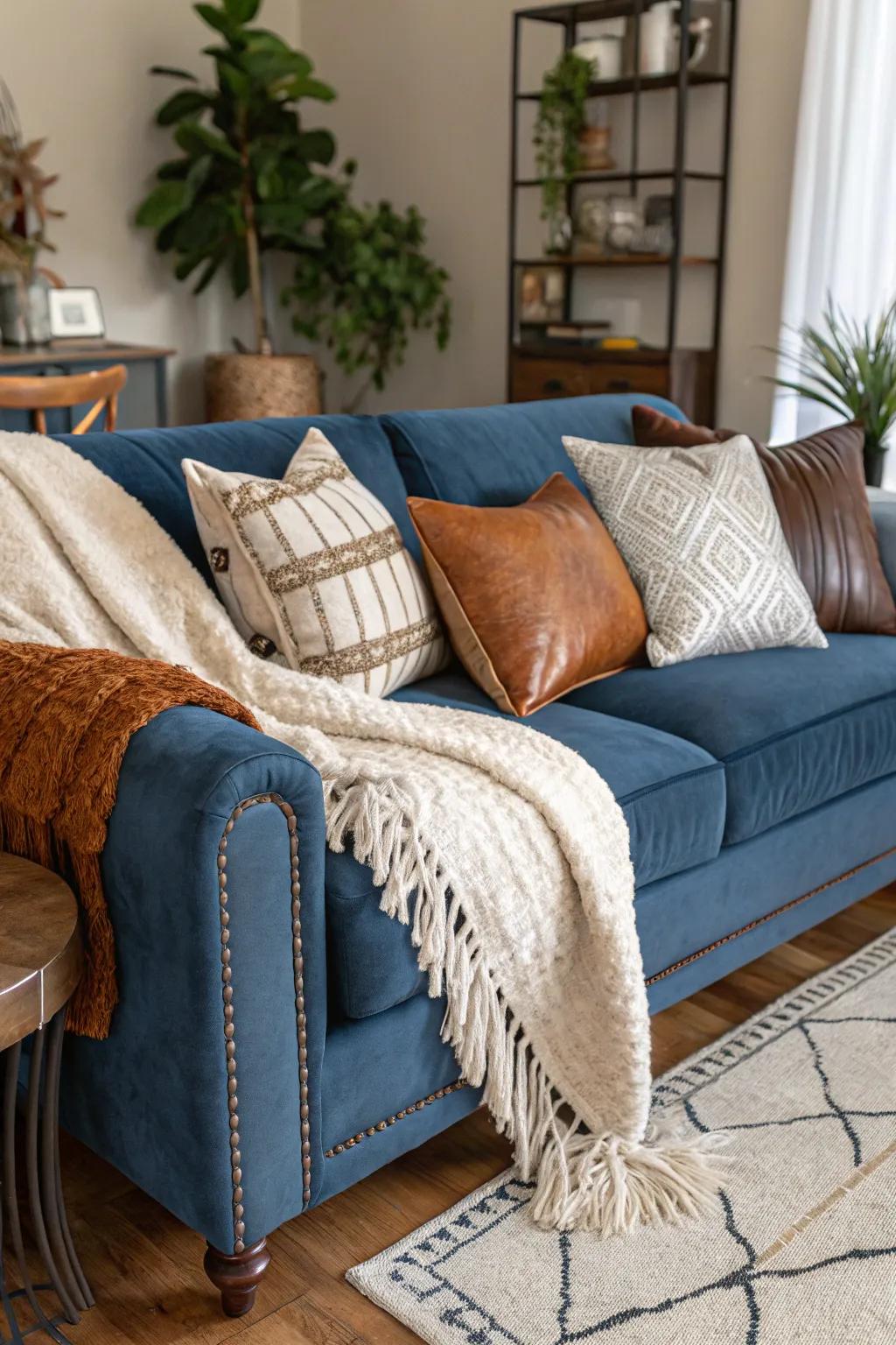 Layered textures impart depth and opulence to the area.