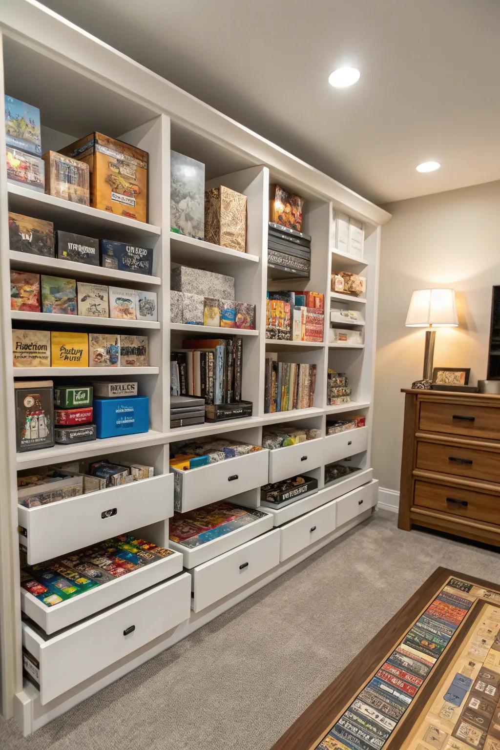 Intelligent organization ensures your game room is uncluttered and ready for action.