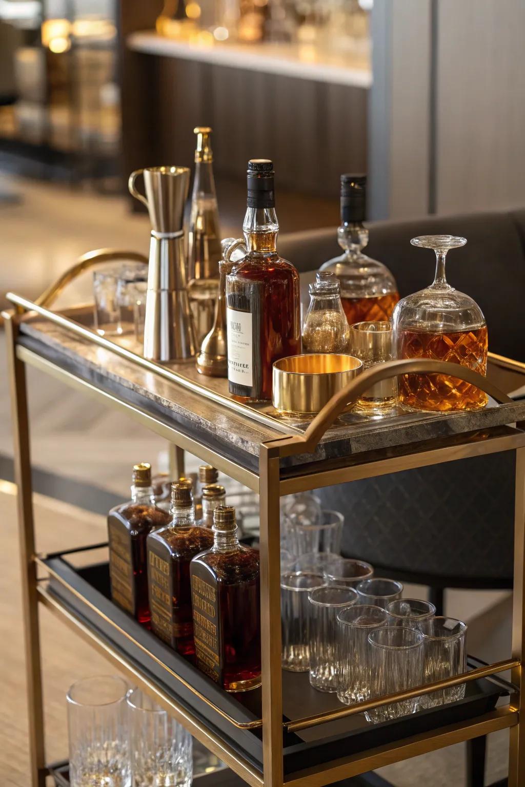 A tailored beverage trolley offers an adaptable nectar display solution.