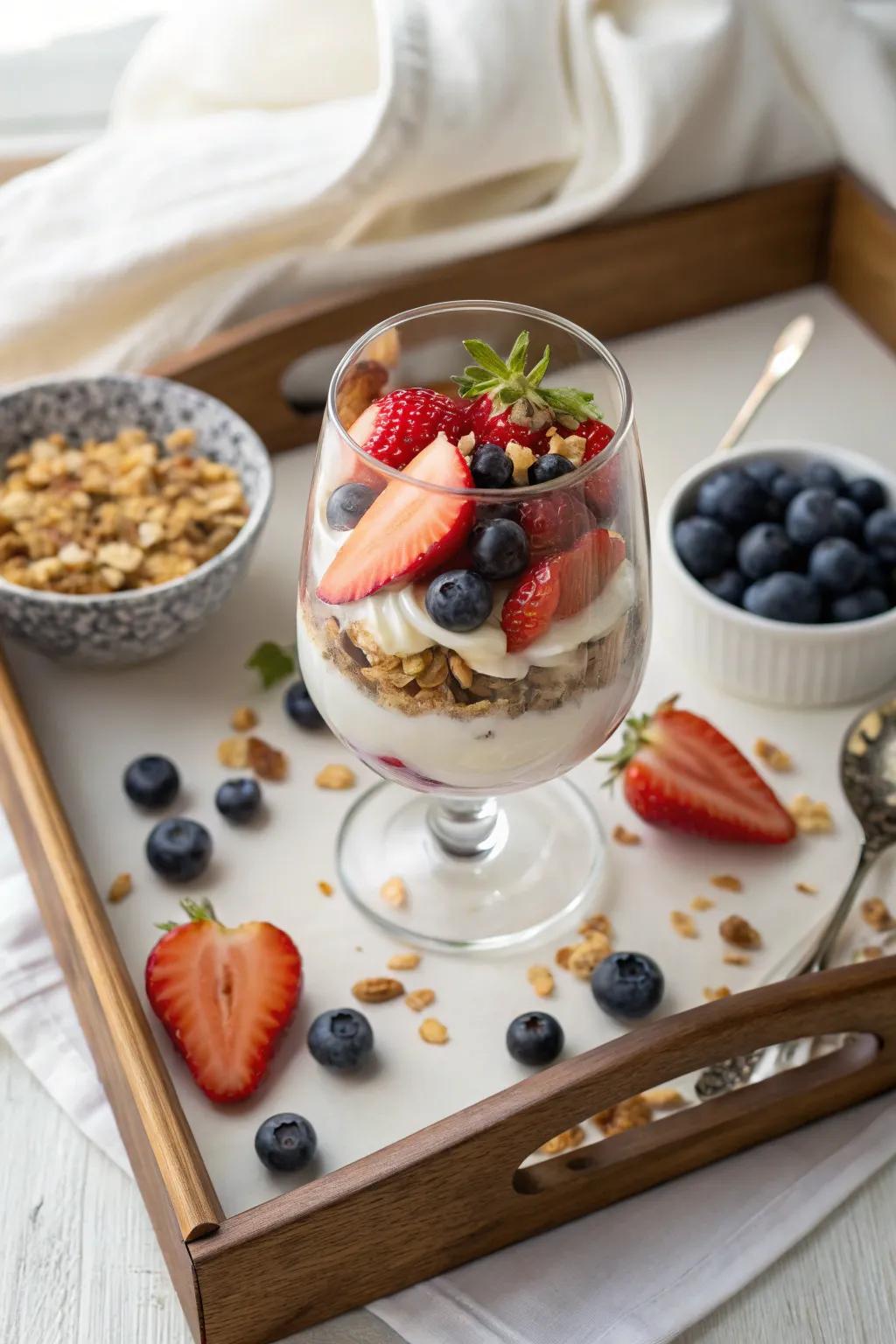Layered yogurt cups provide a balanced and energizing breakfast option.