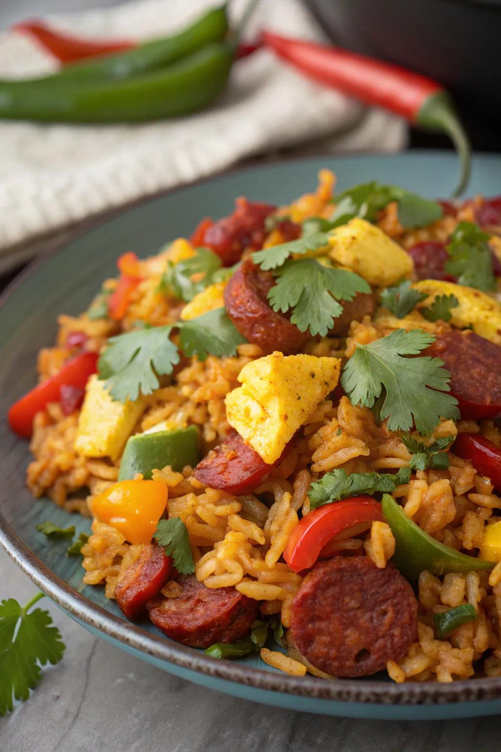 Infuse some zest into your morning with spiced meat grain.
