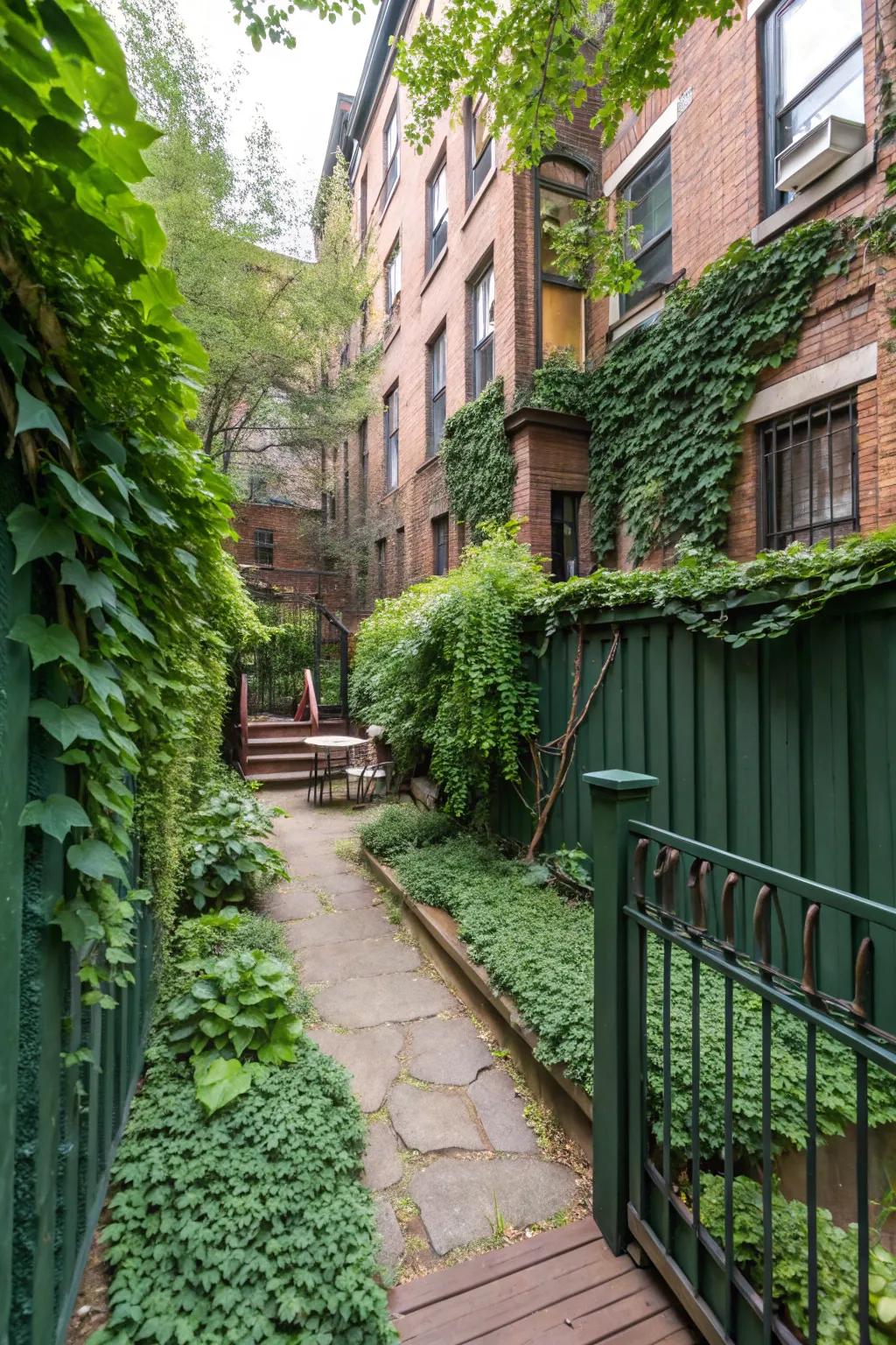 Green barriers make sure of seclusion while improving the backyard's natural beauty.