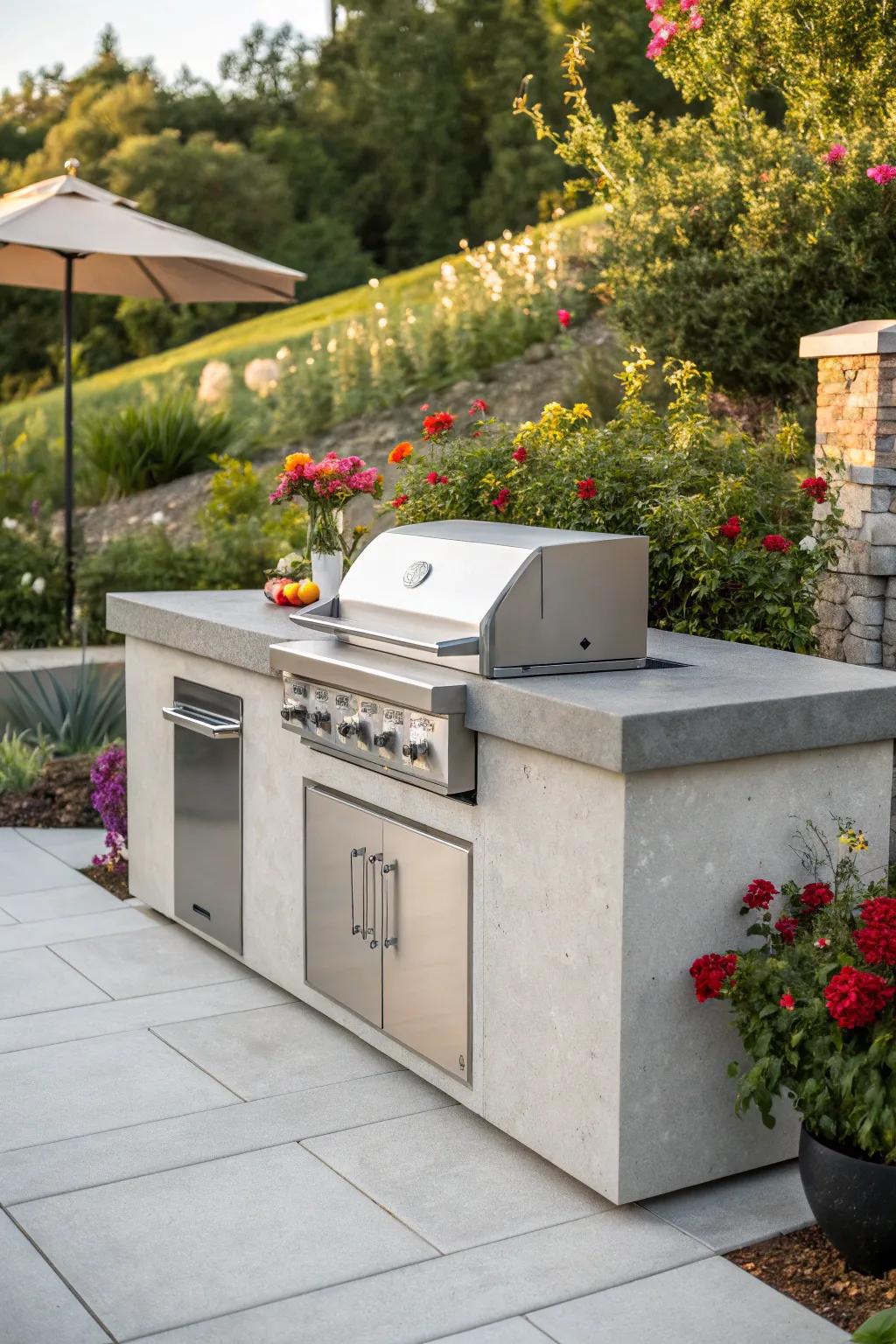 A modern stone finish for a stylish BBQ zone.