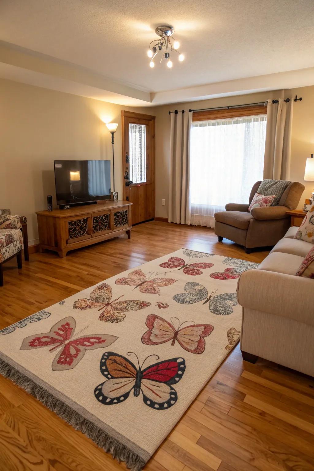 Anchor any space with a butterfly-inspired carpet.