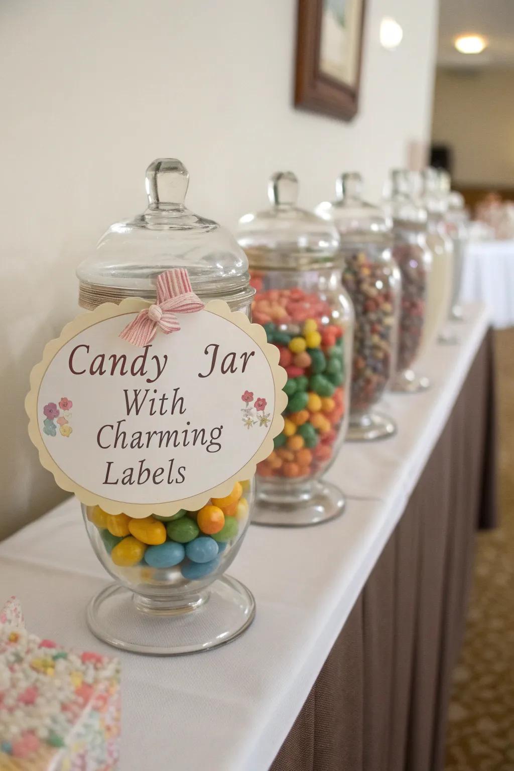 Handmade labels impart a personal touch to your candy buffet.
