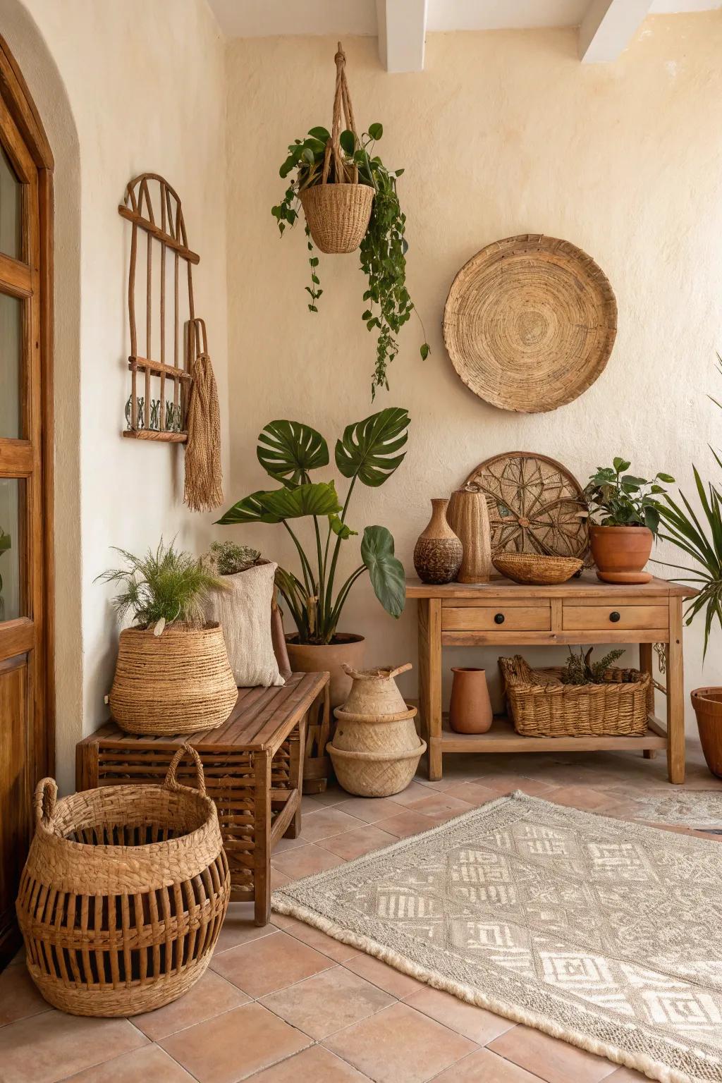 Earthy shades elicit a natural cave backdrop.