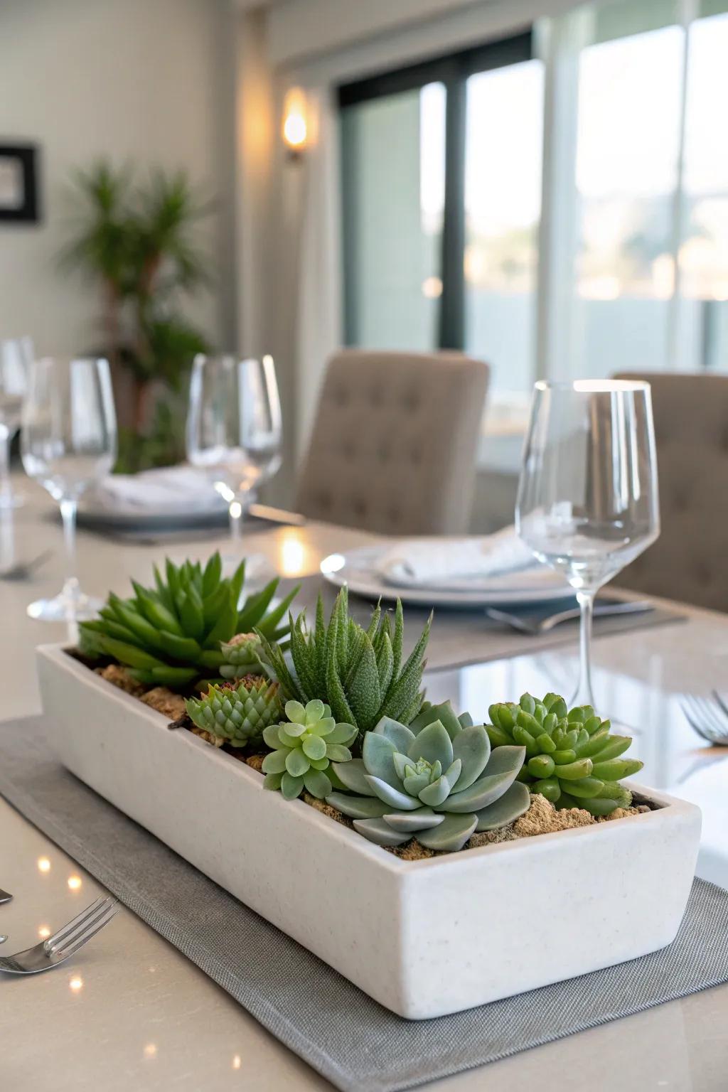 Succulents bring an up-to-date and simple detail to the table.