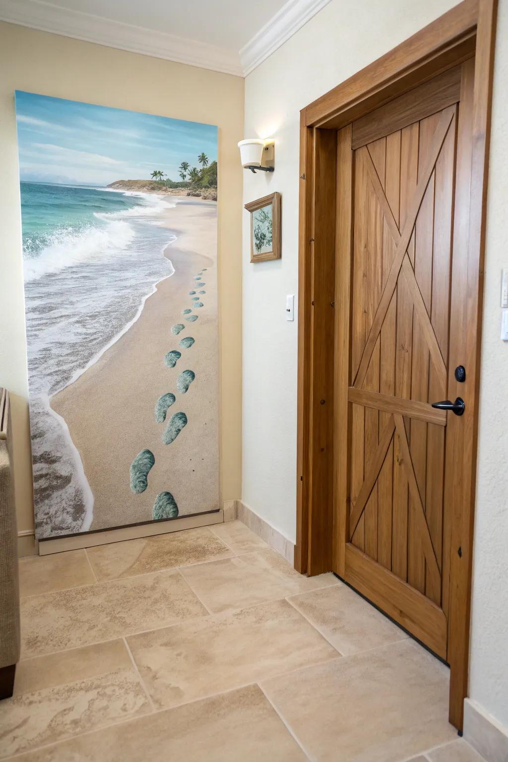 Sandals in water gives a reassuring entrance into your home.