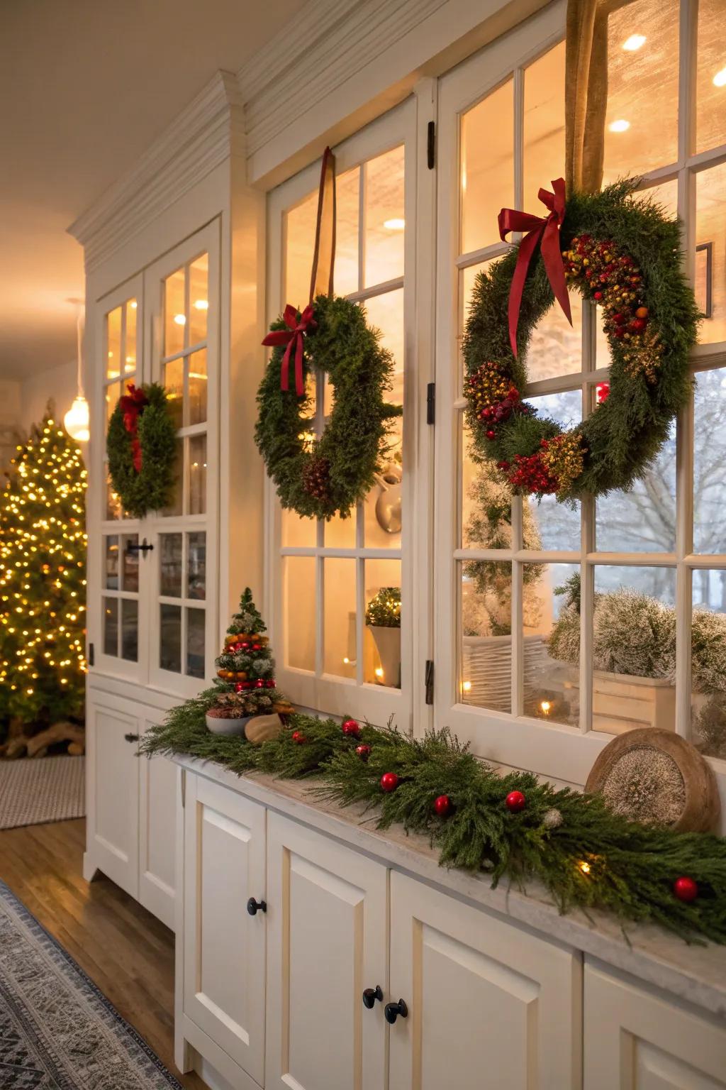 Crown accents impart a festive undertone that transcends conventional door decor.