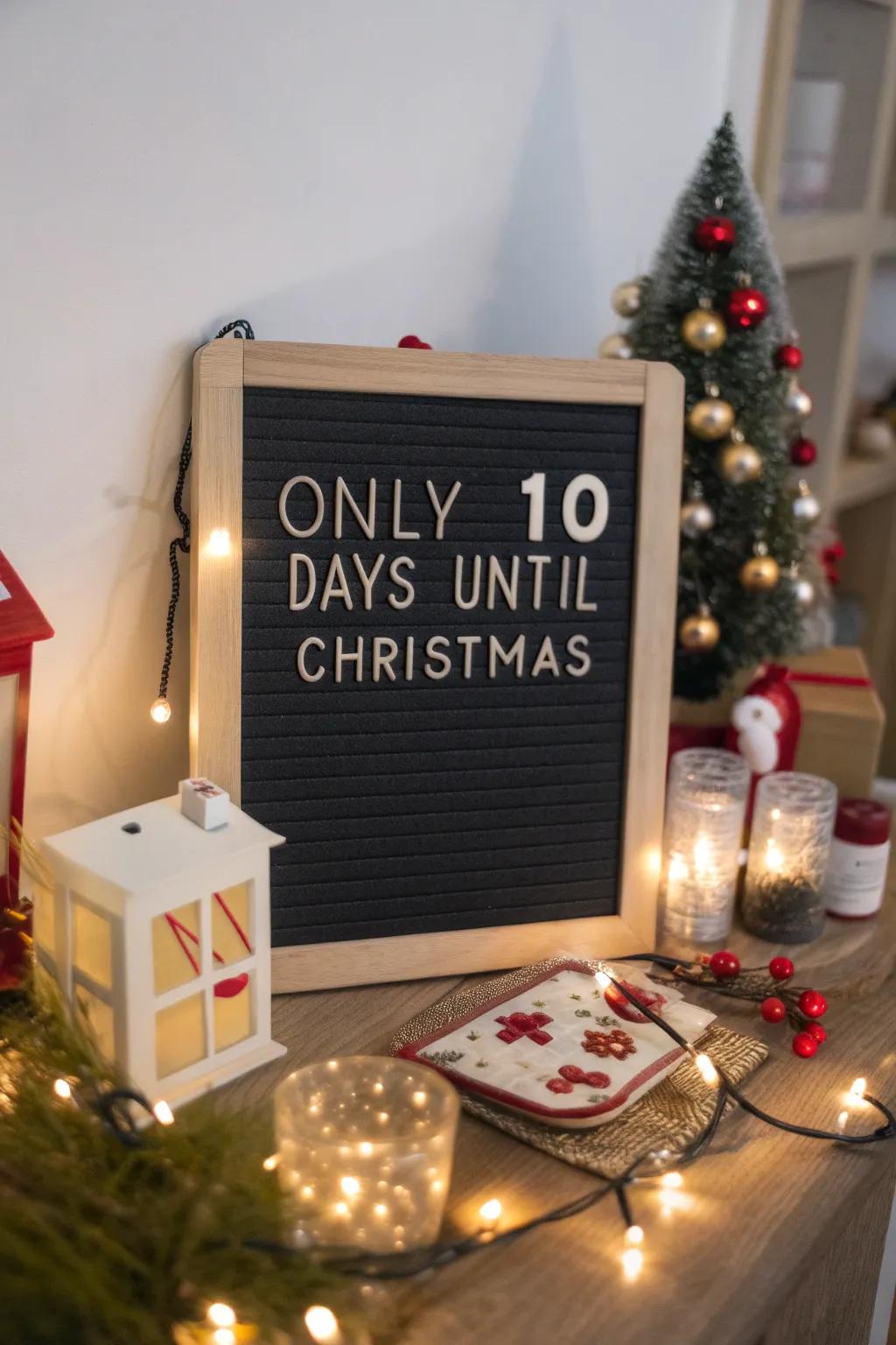 A countdown board designed to amplify the excitement for Yuletide Day.