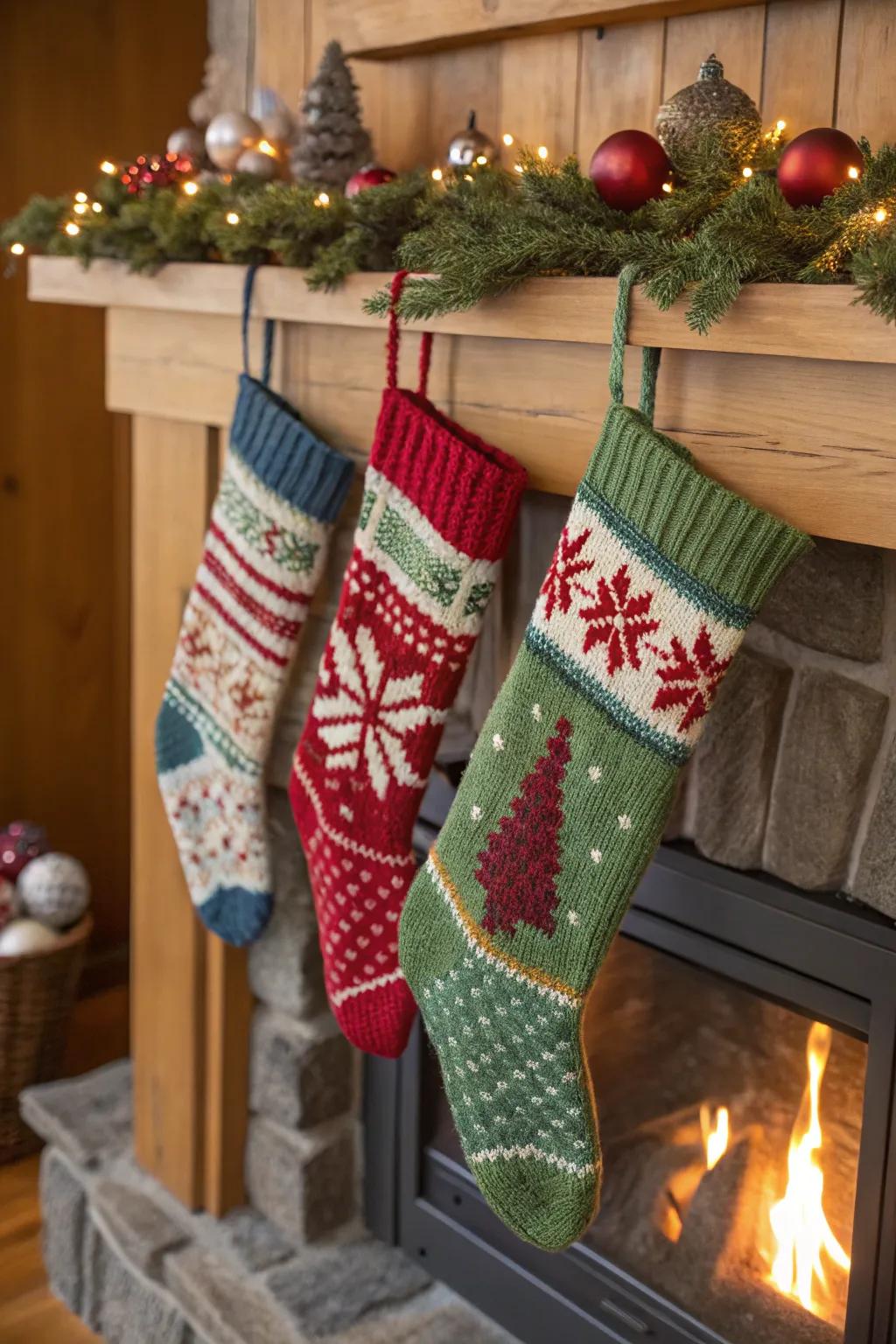 DIY knitted stockings add a personal and warm touch to Christmas.