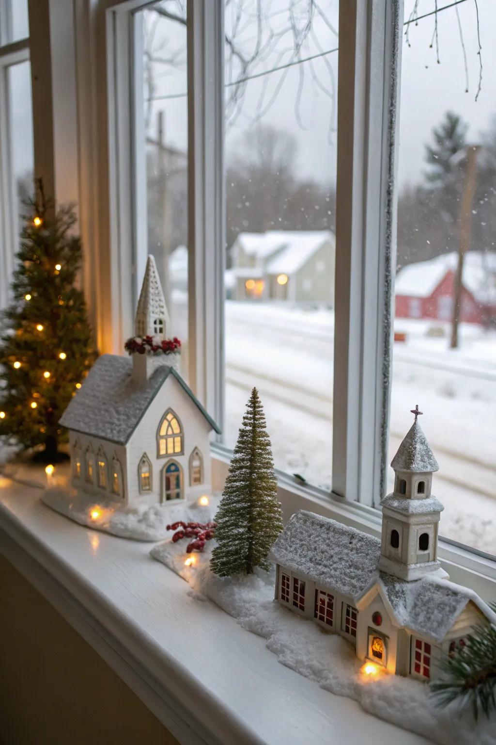 A window border exhibit captures the enchantment of the season, both inside and out.