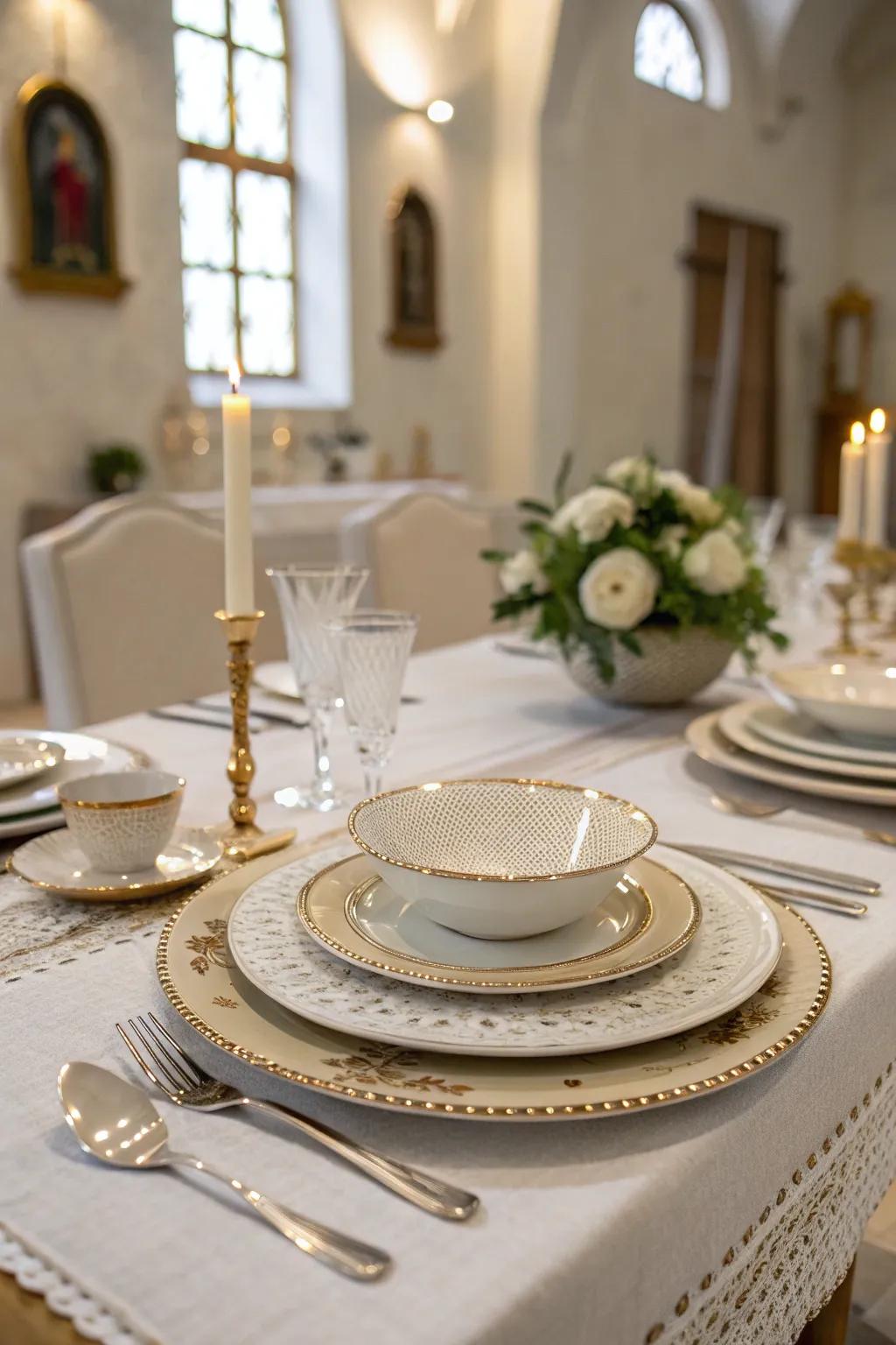 Multi-level tableware sprinkles some class at any church gathering.