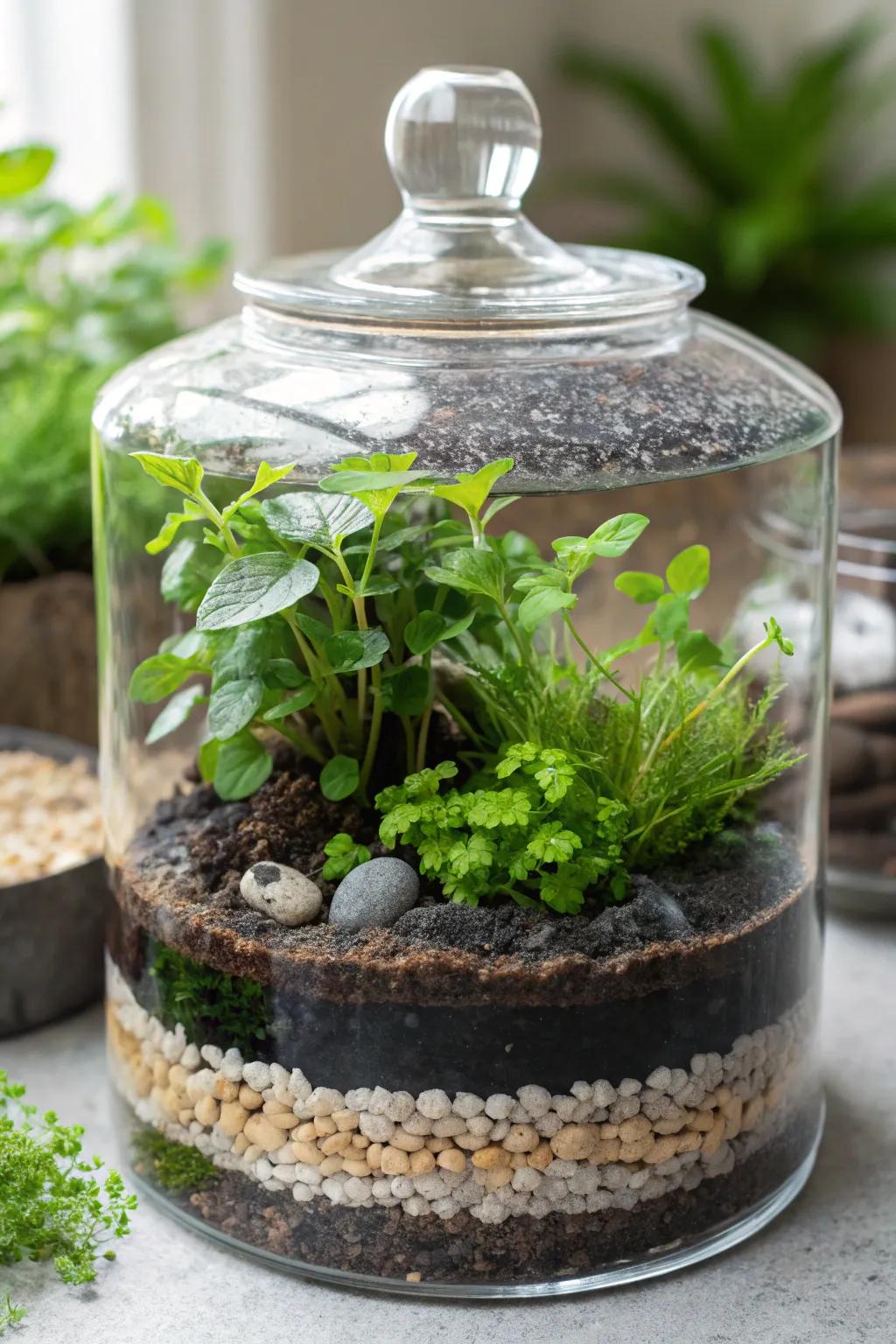 A stratified scenery enclosure, underscoring nature's complex allure.