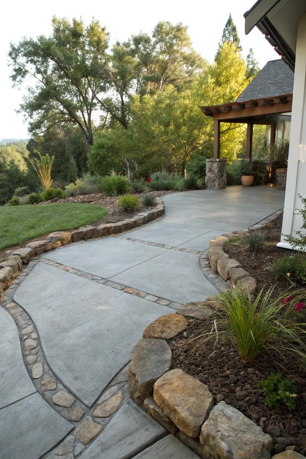 Natural stone borders present countryside charm and classic appeal.