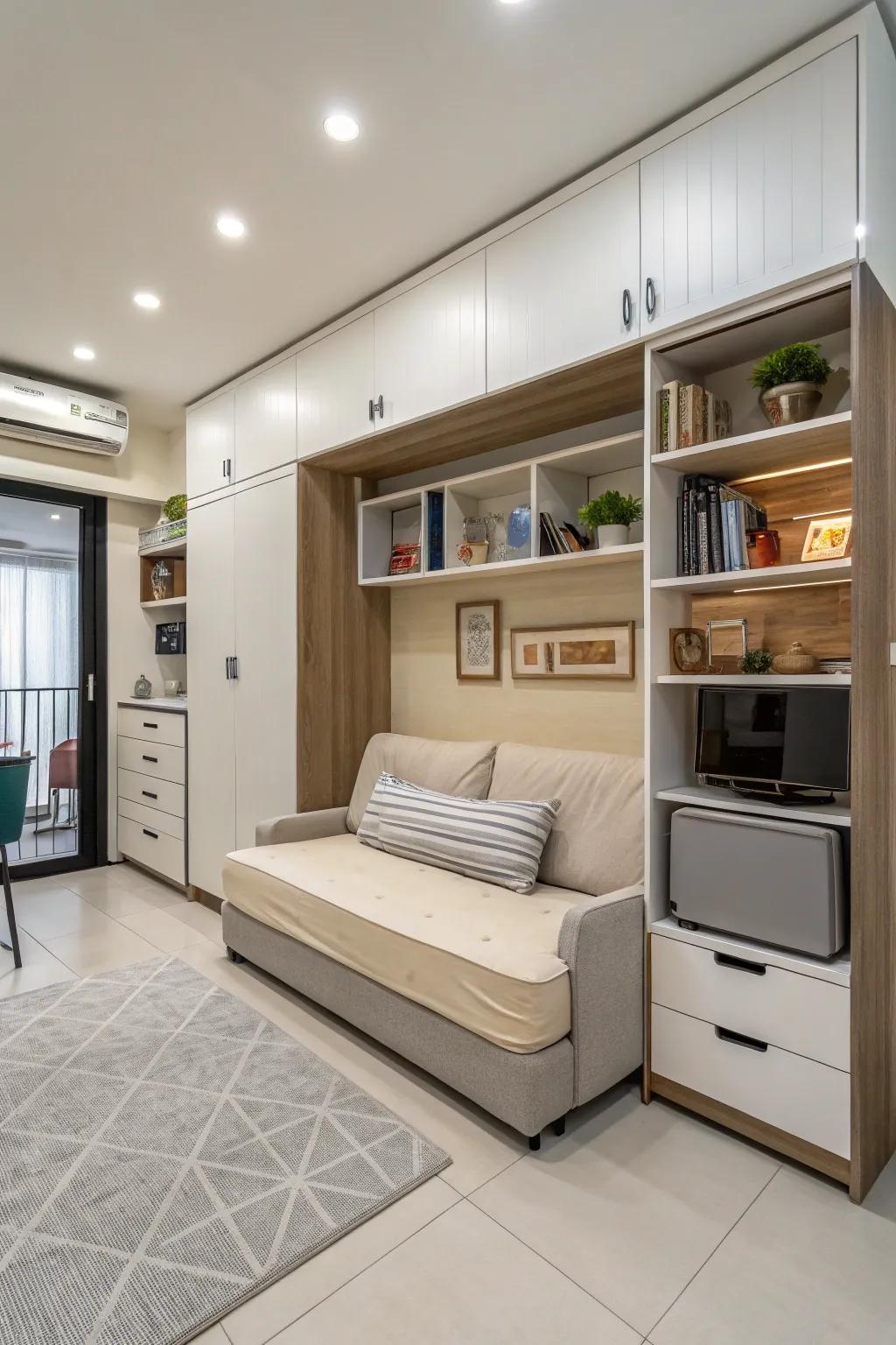 Adaptable furnishings can maximize your living area effectively.