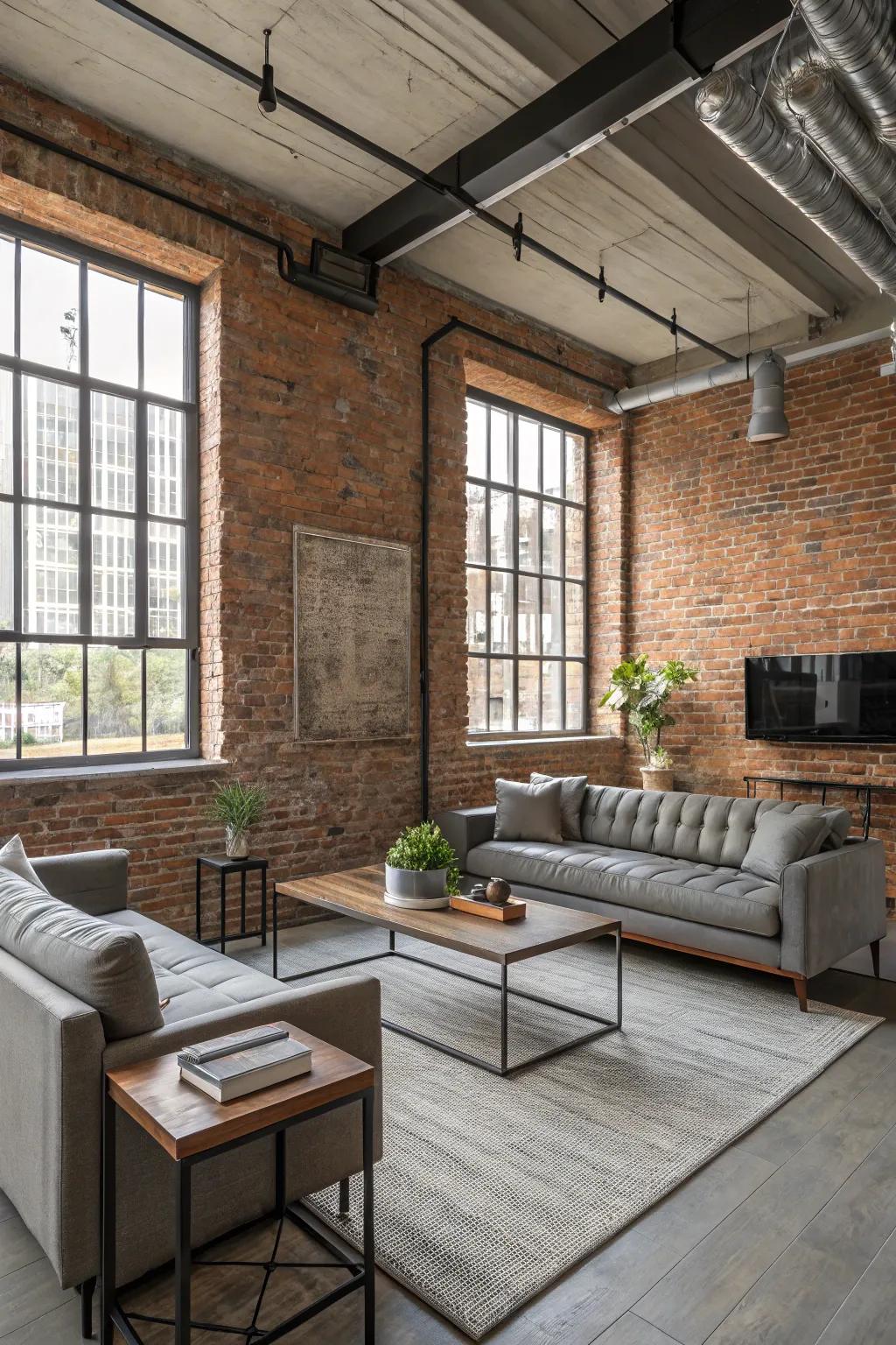 A metropolitan-inspired content wall featuring exposed brick
