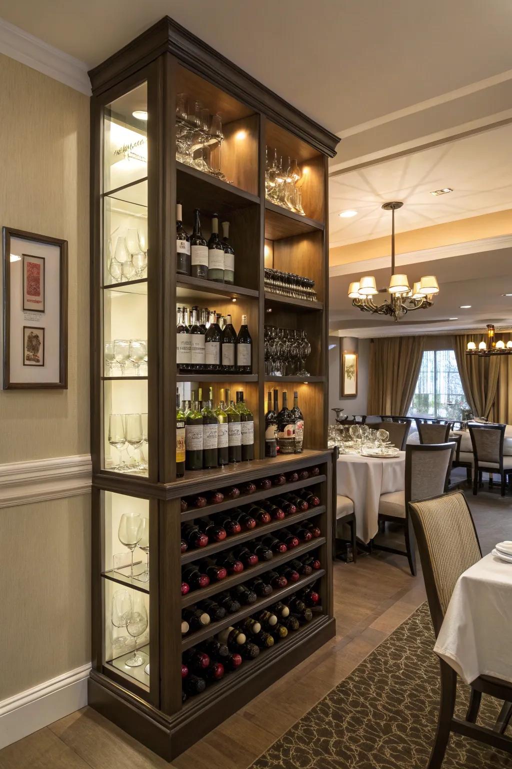 A wine corner transforms your nook into a stylish entertainment spot.