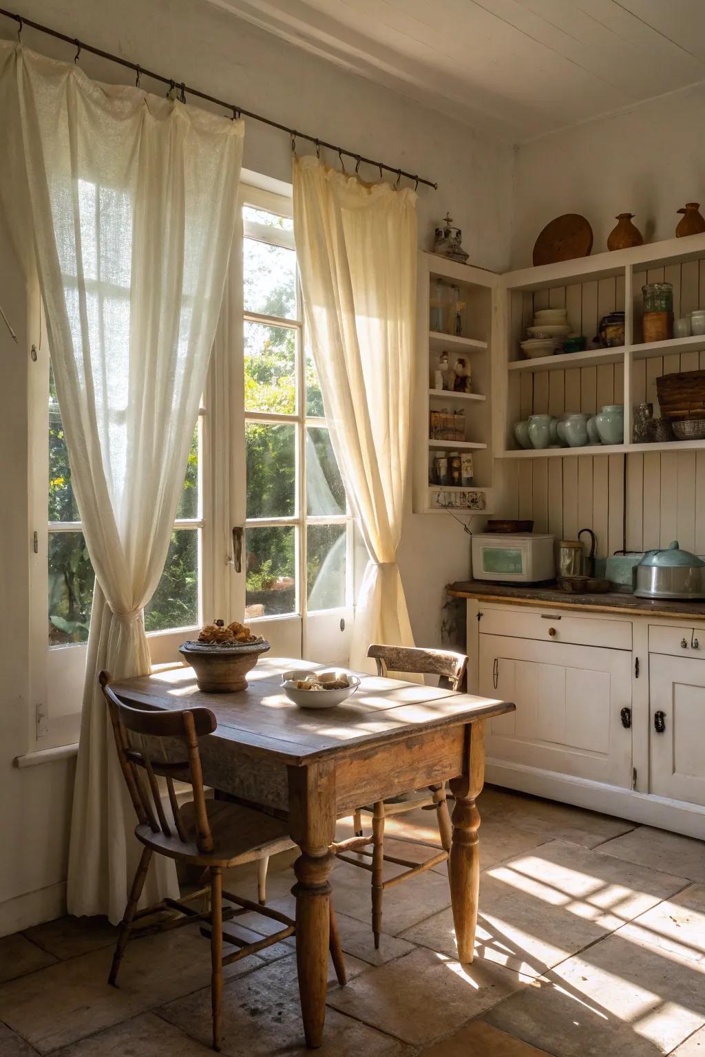 Airy fabrics ensure that country-style spaces stay bright and inviting.