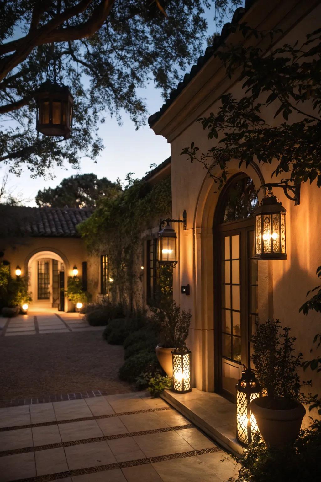 Evening allure with warm, inviting illumination.