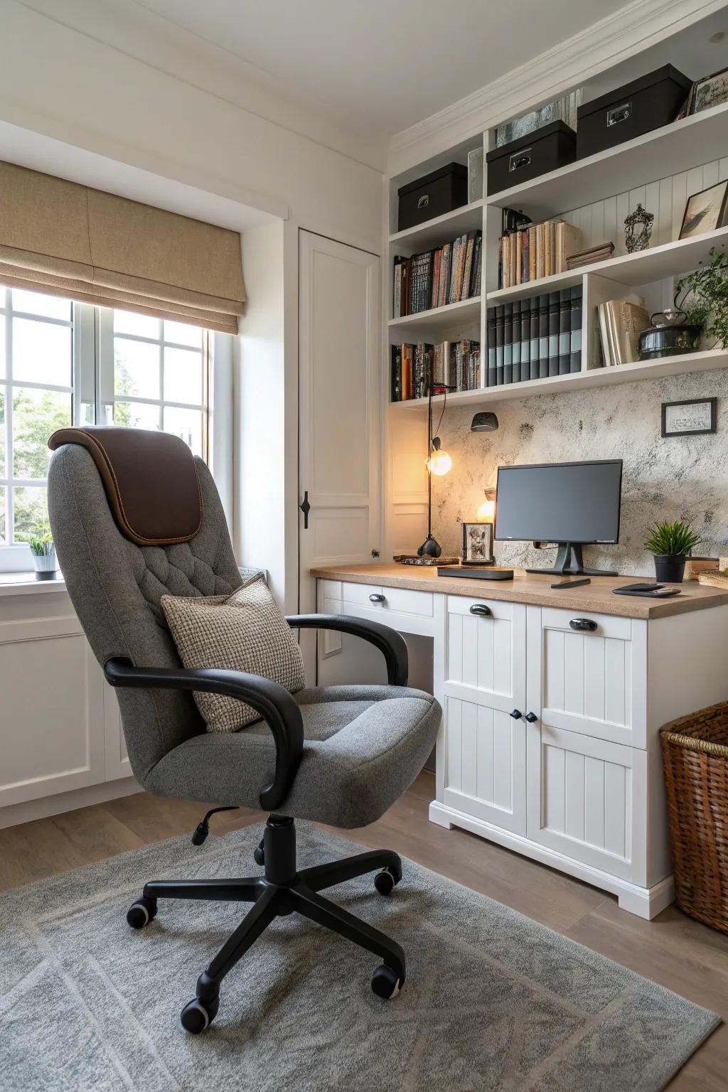 A relaxing chair is crucial for a productive workspace.