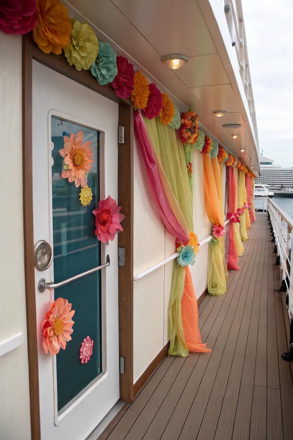 Handmade crafts contribute a personal touch to your cruise door.