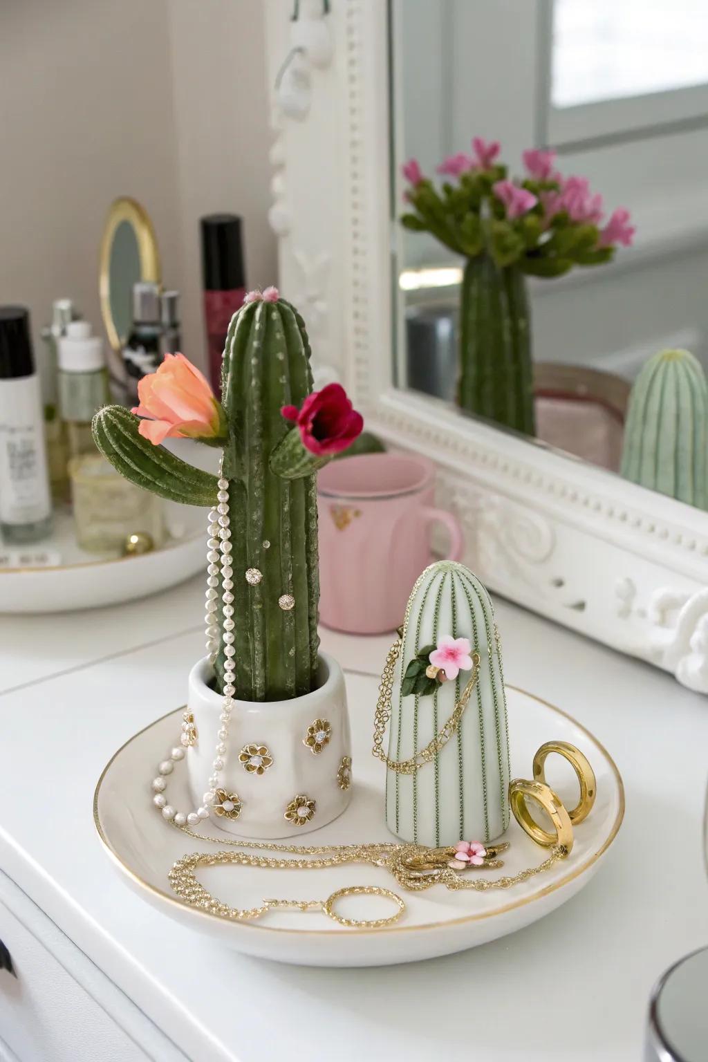 Distinctive stands preserve the style and organization of your jewelry.
