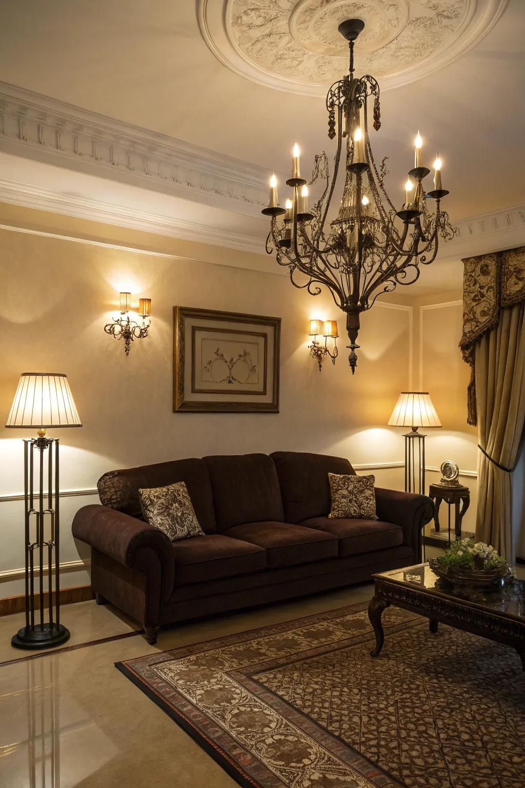 Strategic lighting can alter the mood of your living area.