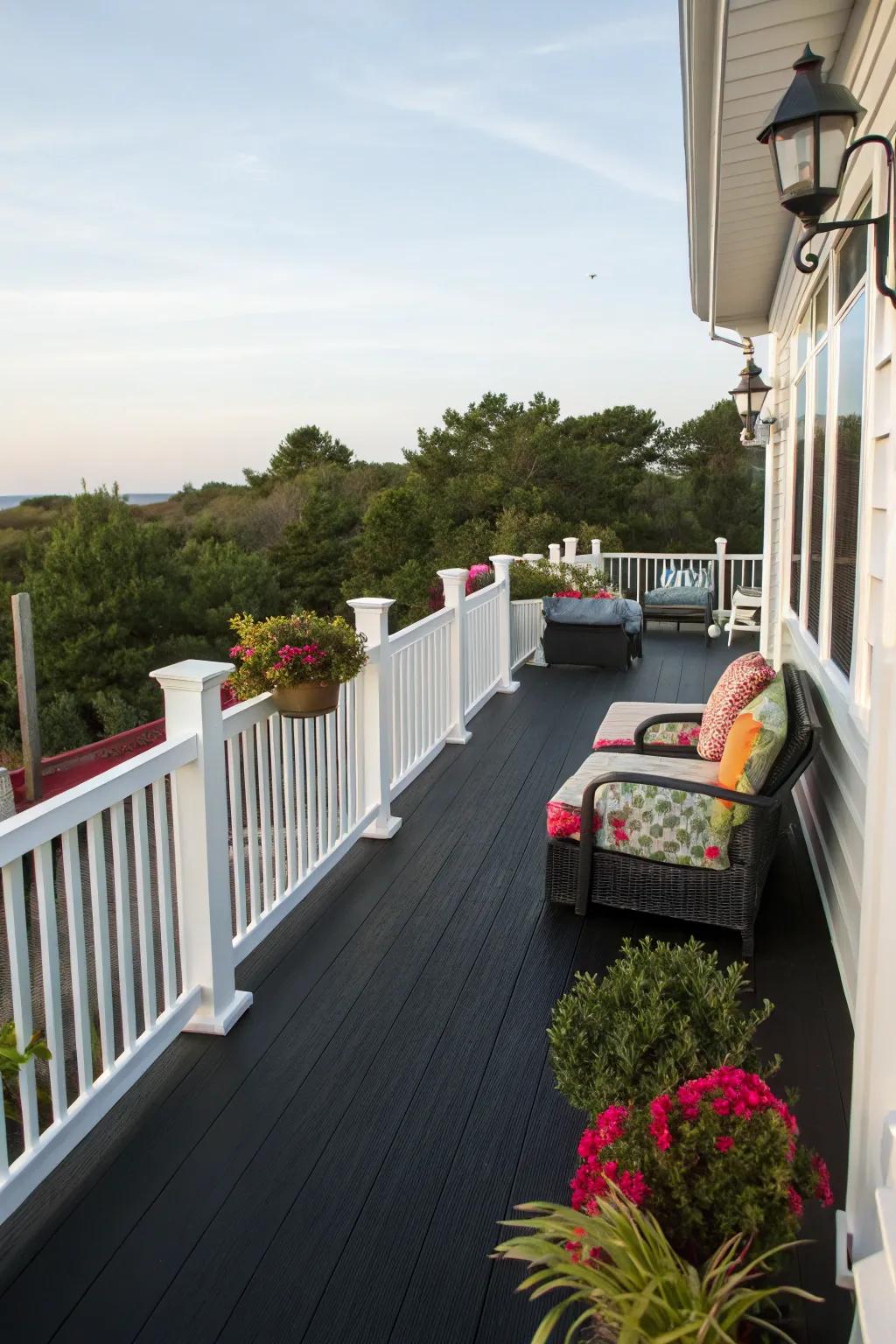Black decks make a bold and dramatic outdoor statement.