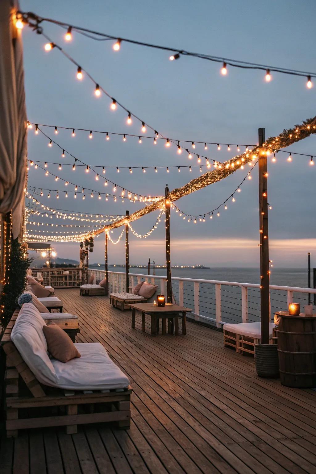 Perfect for evenings spent outside, string lights add a touch of magic to your deck.