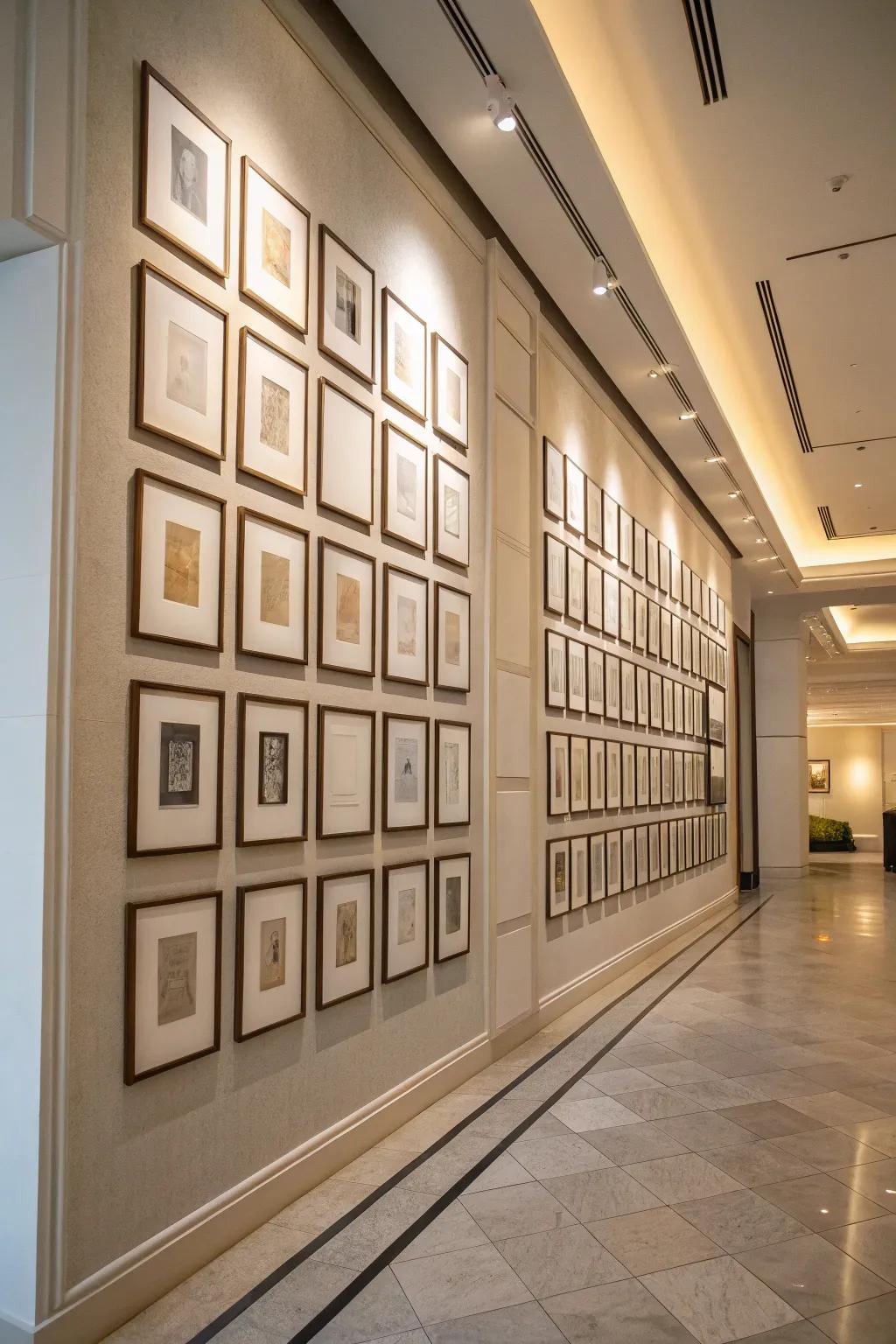 A symmetrical grid layout of holders offers a clean and advanced decor style.