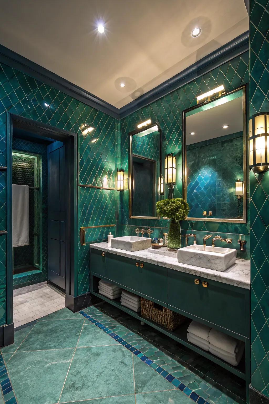 Create drama with bold accent colors.