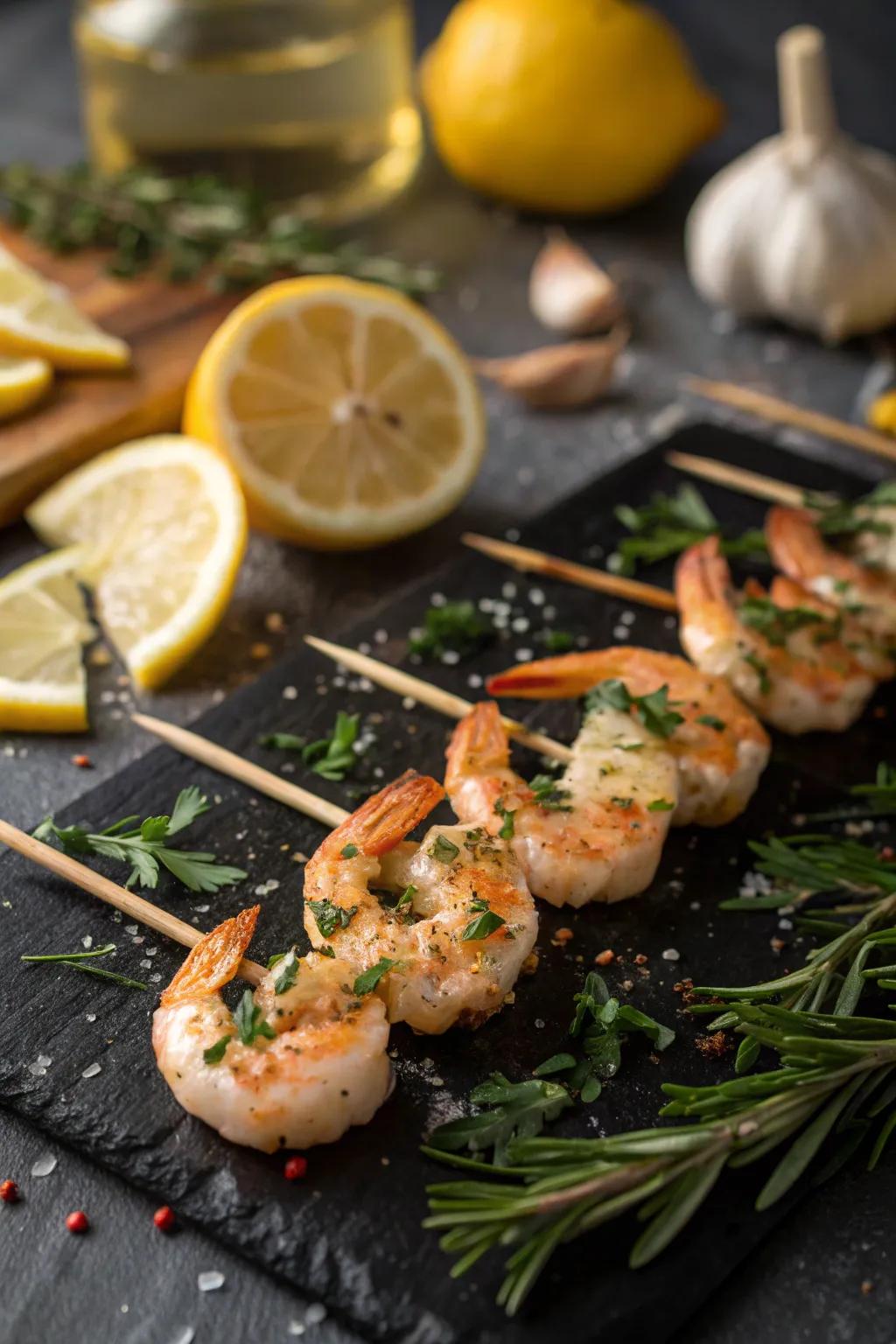 Delicate shrimp holders with a hint of garlic and citrus.