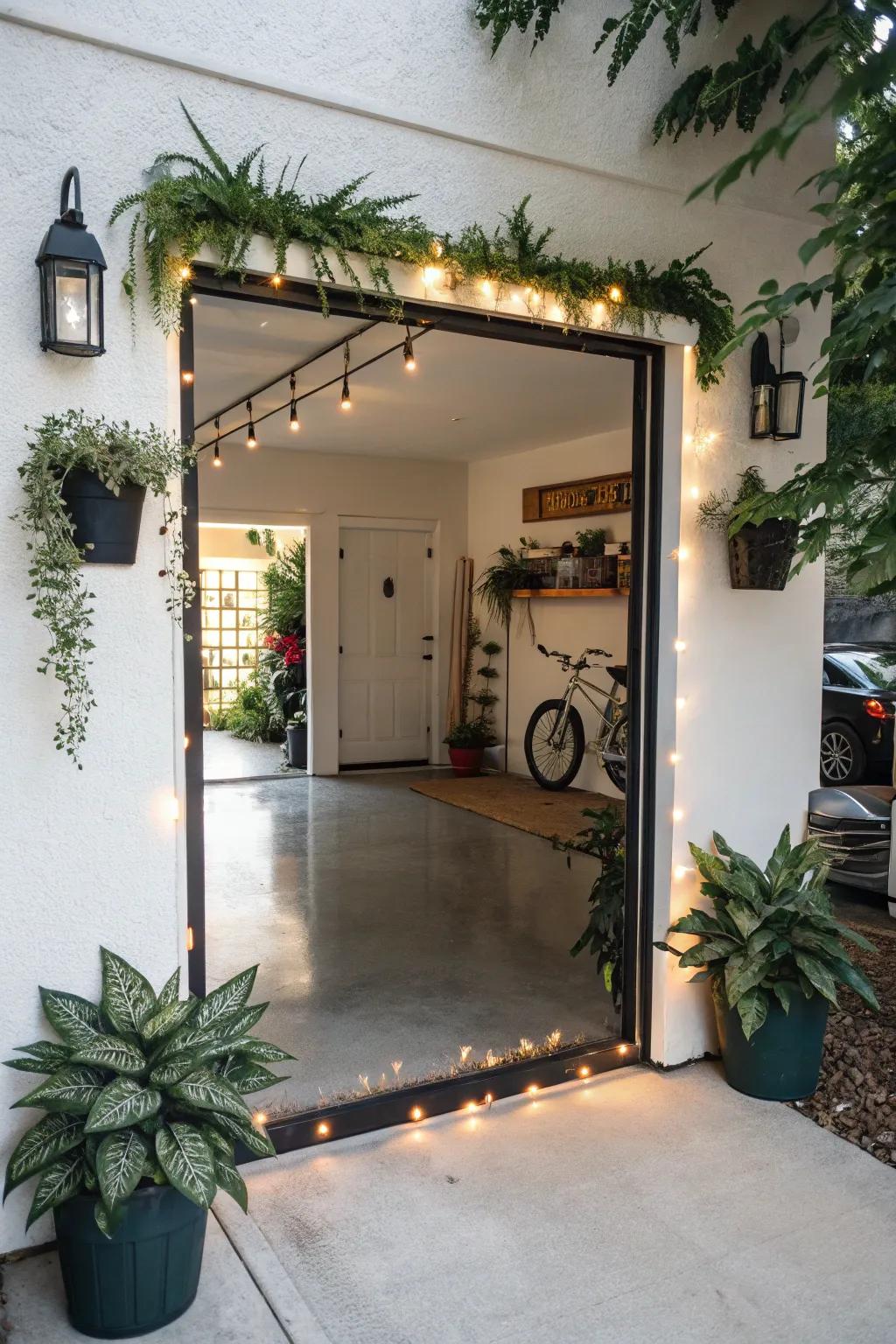 A mirror at the doorway offers convenience and style.