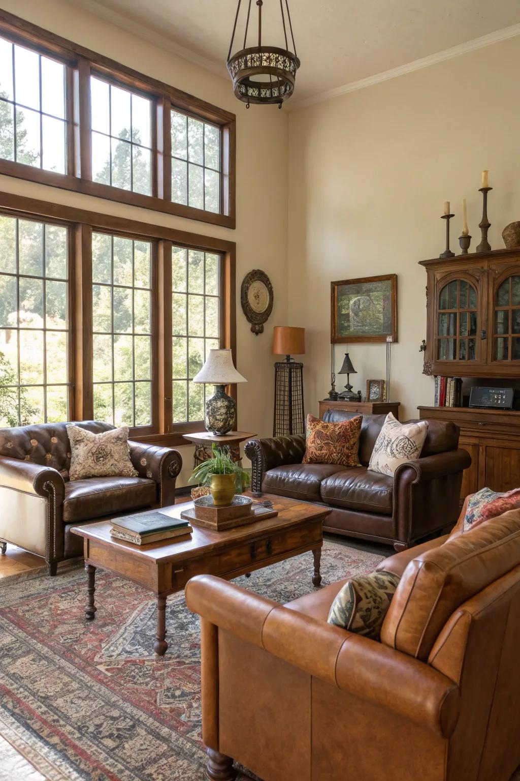 Achieve a collected look with combined furnishings.