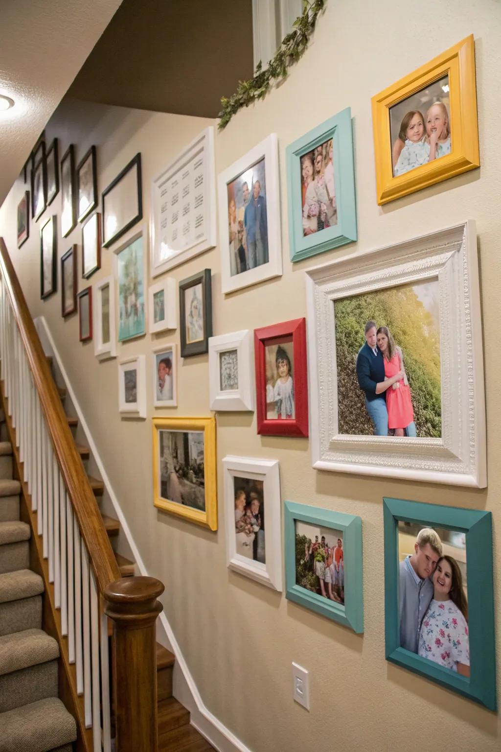 Coordinated gallery display with color-coordinated photos.