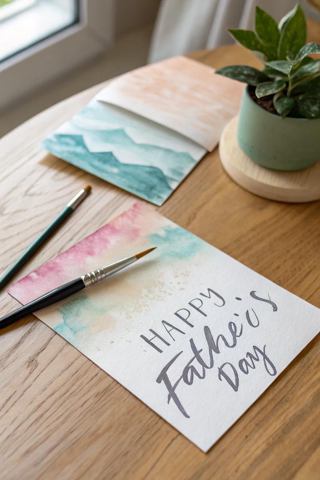 Create a sincere message on a colored wash canvas for Father's Day.